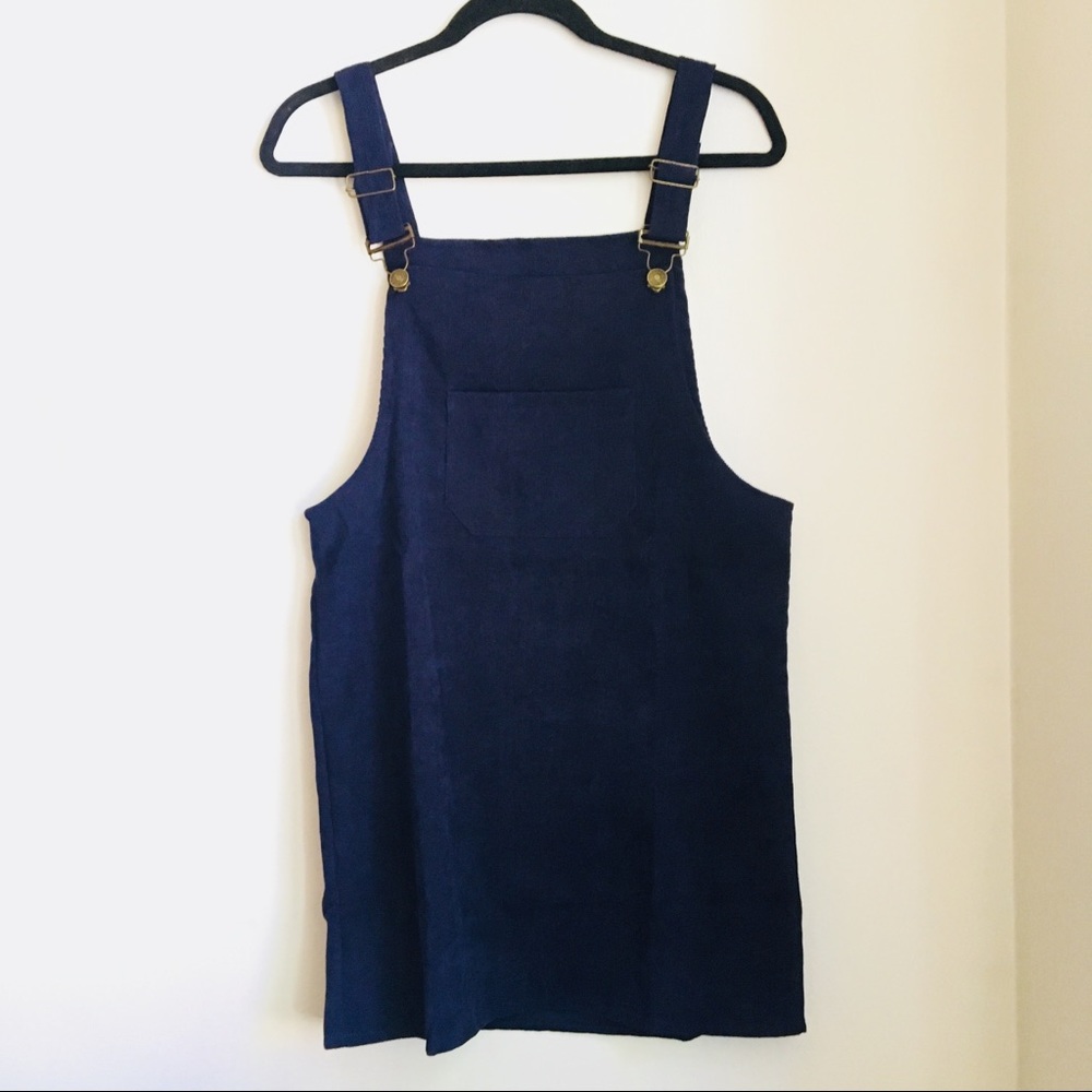 Navy Corduroy Overall Dress